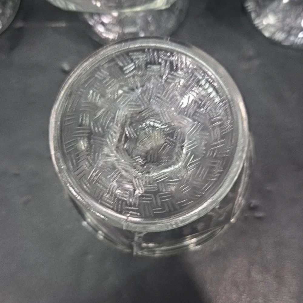 Dominion‎ Clear Sherbet Glasses, Set of 4, Vintage Textured Base Dessert Cups